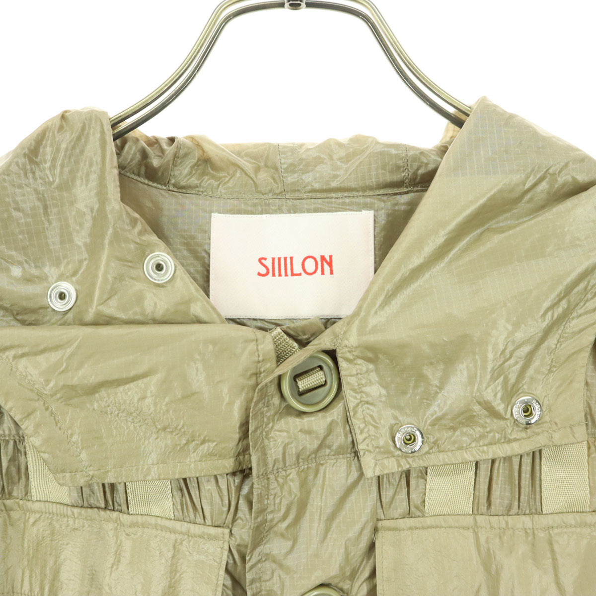 美品 SIIILON シーロン 長袖 エアリー ミリタリーコート F ベージュ レディース