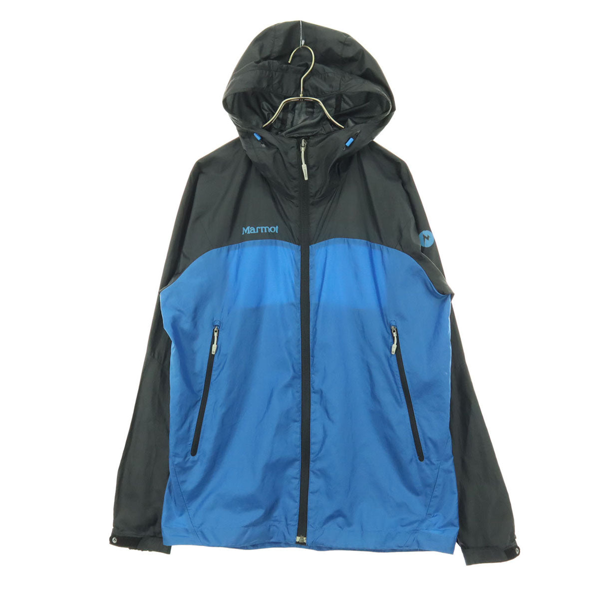 MARMOT マーモット バイカラー 長袖 ナイロンジャケット M ブルー系 フーディー ブラック メンズ
