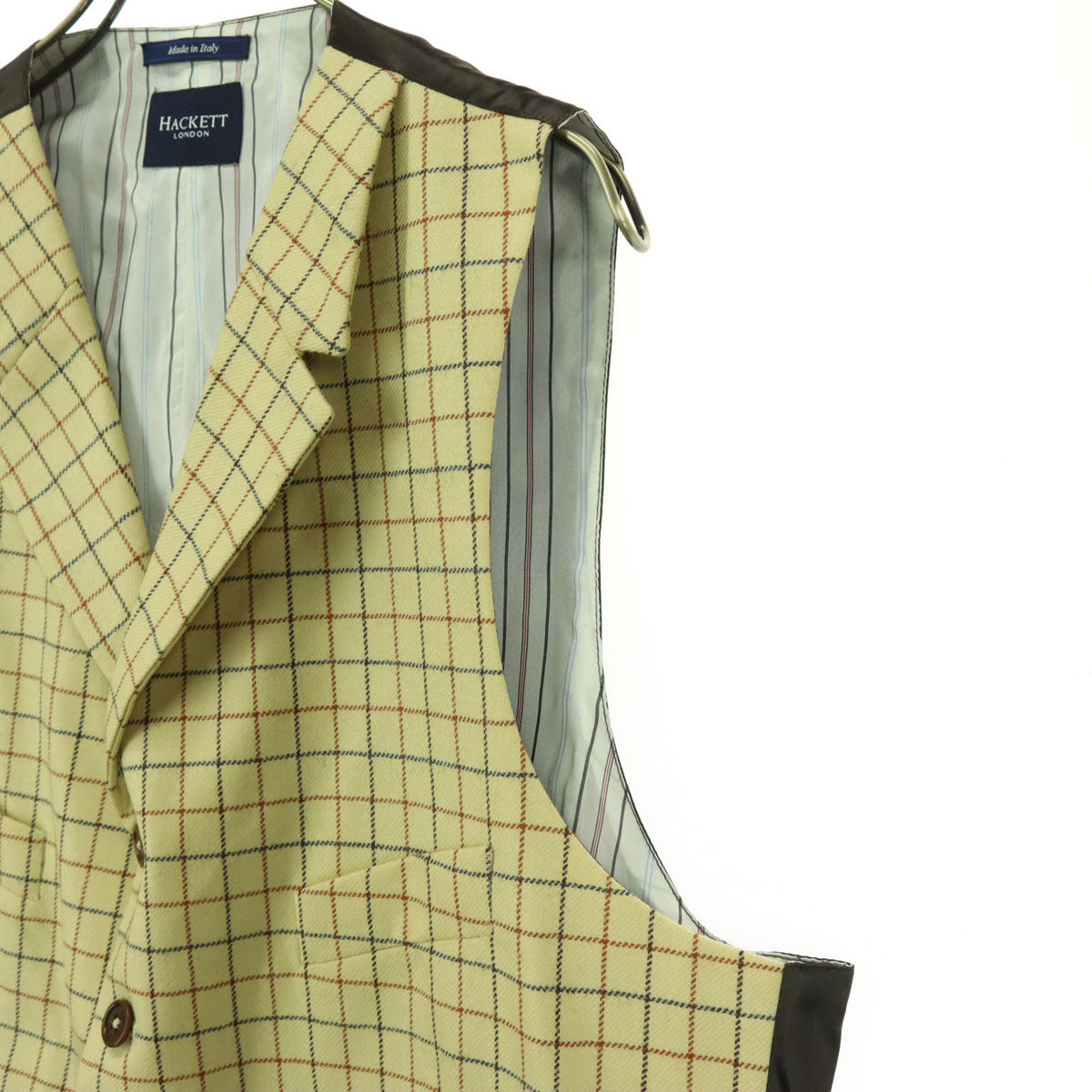 HACKETT LONDON ハケットロンドン イタリア製 チェック柄 ジレベスト 44R54R イエロー系 ブラウン メンズ