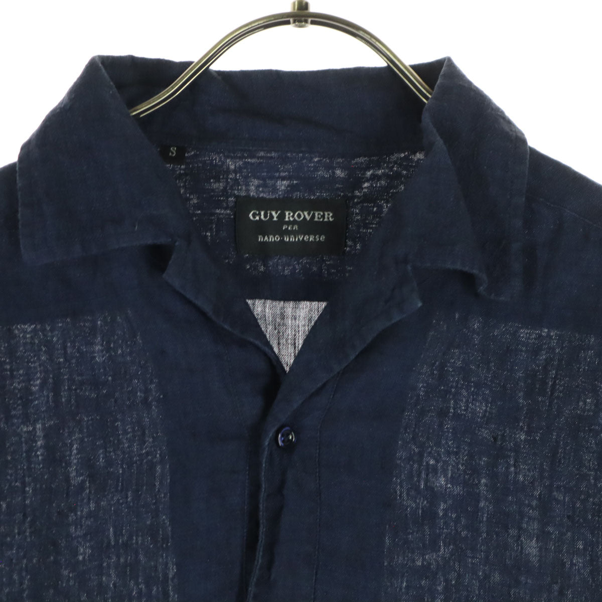 GUY ROVER ギローバー イタリア製 nano universe ナノユニバース コラボ リネン 長袖 ハーフボタン オープンカラー リネンシャツ S ネイビー メンズ