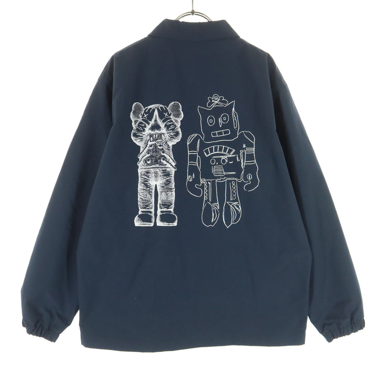 美品 UNIQLO ユニクロ KAWS+WARHOL カウズ+ウォーホル コラボ バックプリント 長袖 コーチジャケット M ネイビー メンズ