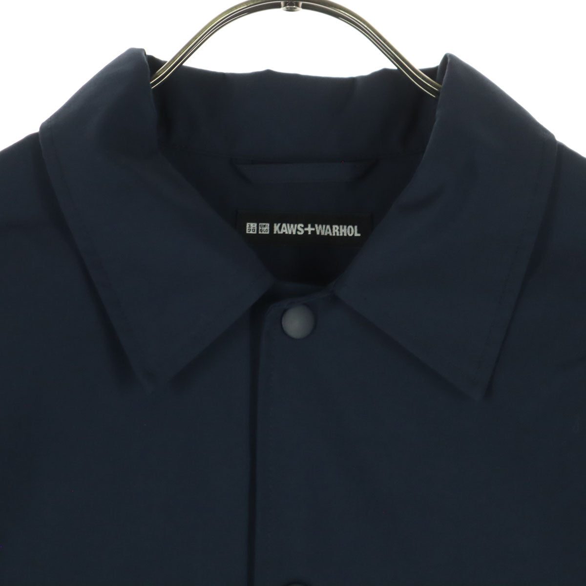 美品 UNIQLO ユニクロ KAWS+WARHOL カウズ+ウォーホル コラボ バックプリント 長袖 コーチジャケット M ネイビー メンズ