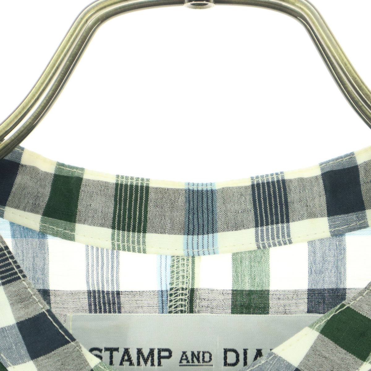 STAMP AND DIARY スタンプアンドダイアリー 日本製 チェック柄 長袖 ロング シャツワンピース ブルー系 レディース