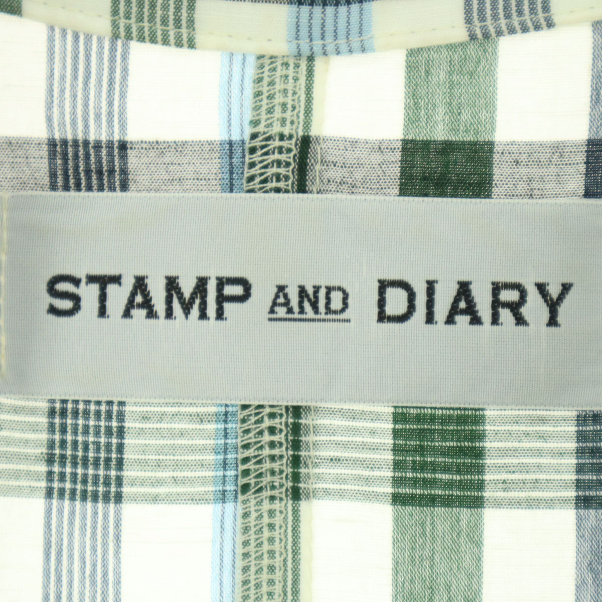 STAMP AND DIARY スタンプアンドダイアリー 日本製 チェック柄 長袖 ロング シャツワンピース ブルー系 レディース