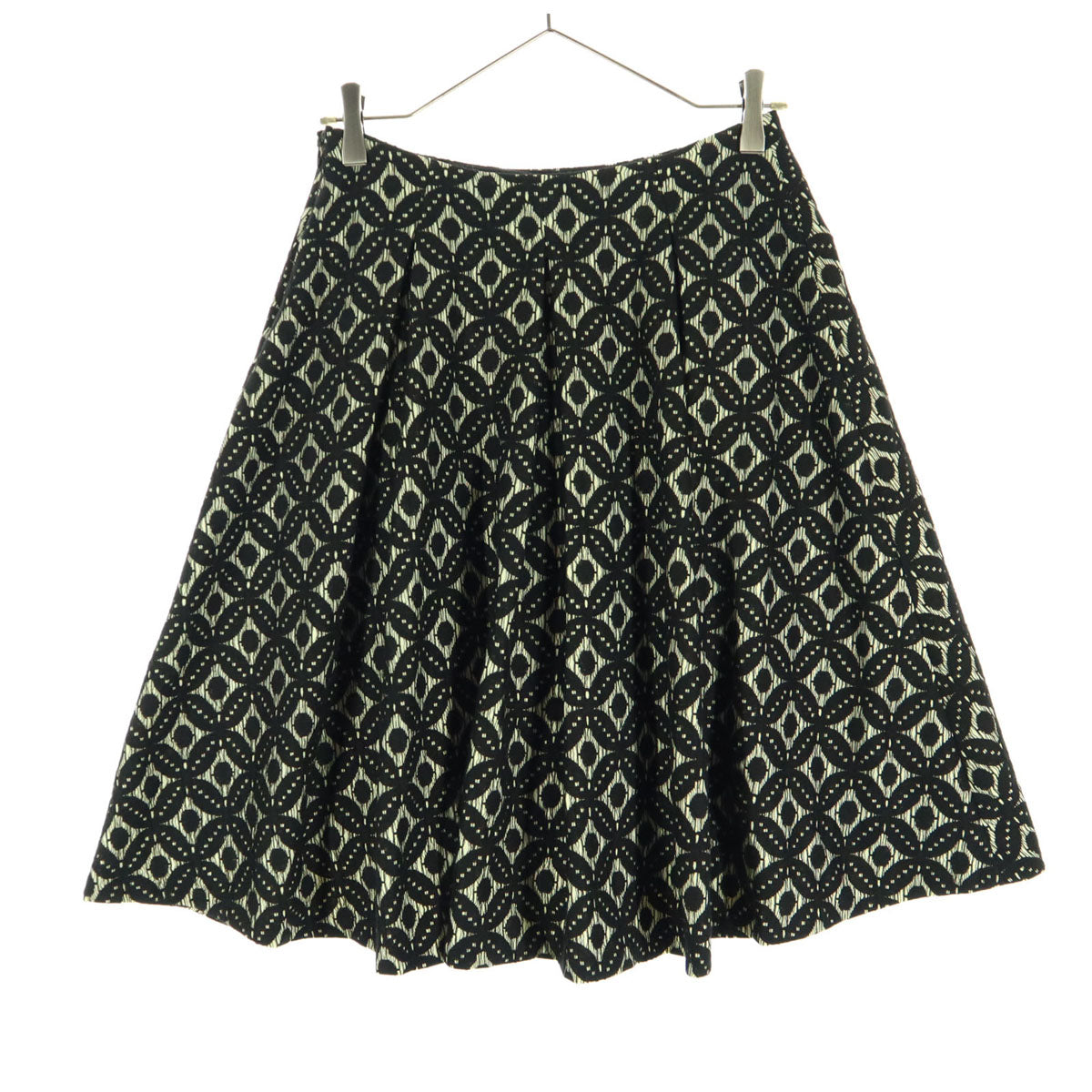 ANAYI アナイ 日本製 総柄 ミモレ丈 フレアスカート ブラック系 レディース