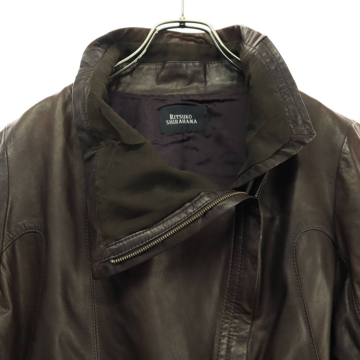 RITSUKO SHIRAHAMA リツコシラハマ 長袖 レザージャケット 3 ブラウン レディース