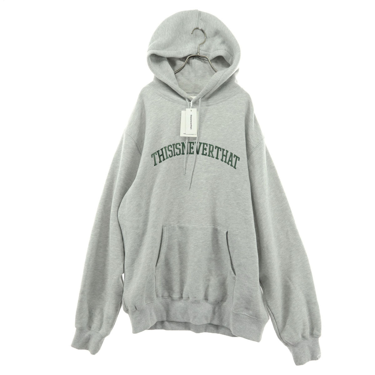 thisisneverthat ディスイズネバーザット 刺繍 長袖 パーカー XL ライトグレー メンズ
