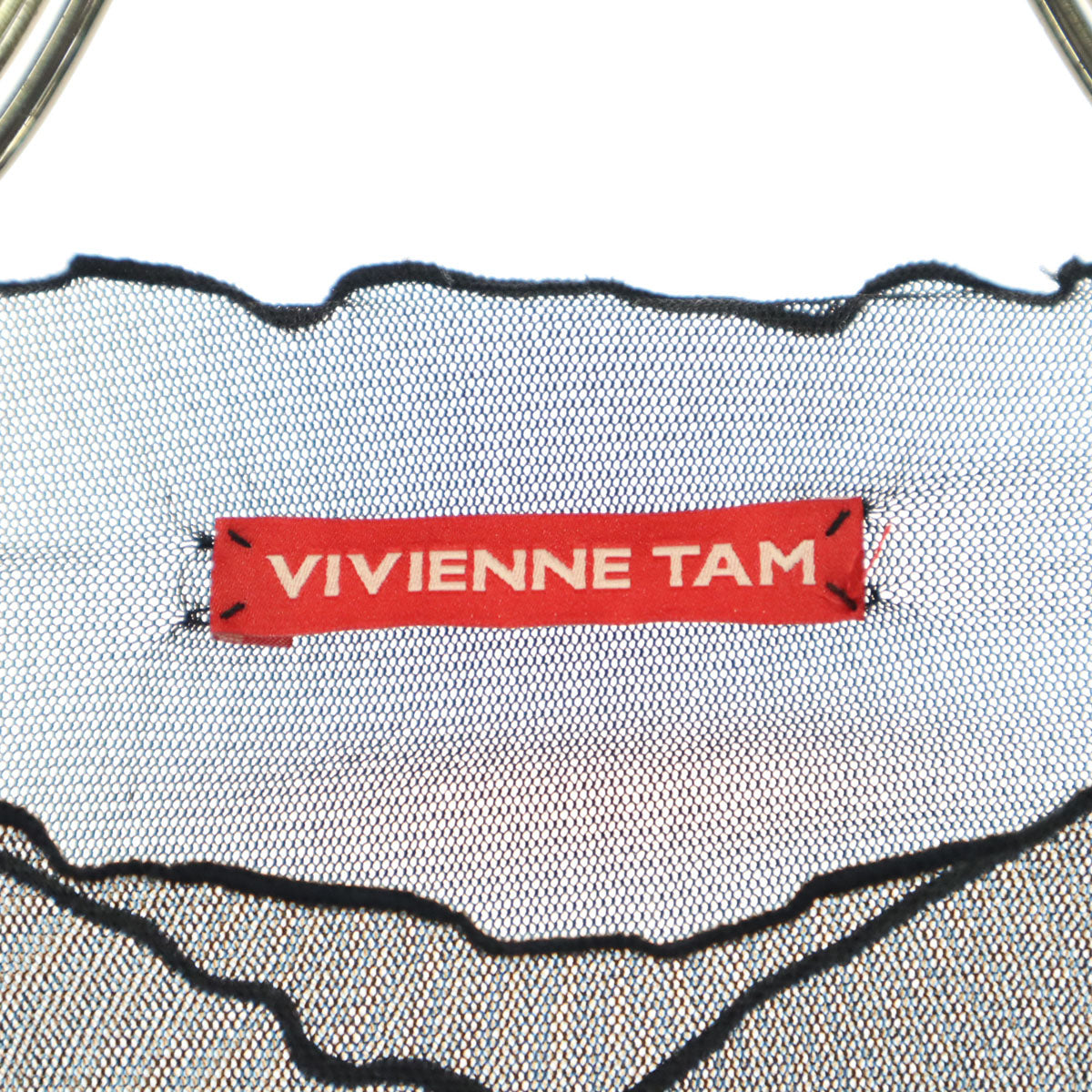 美品 VIVIENNE TAM ヴィヴィアンタム 長袖 シースルー 膝丈ワンピース 40 ブラック レディース