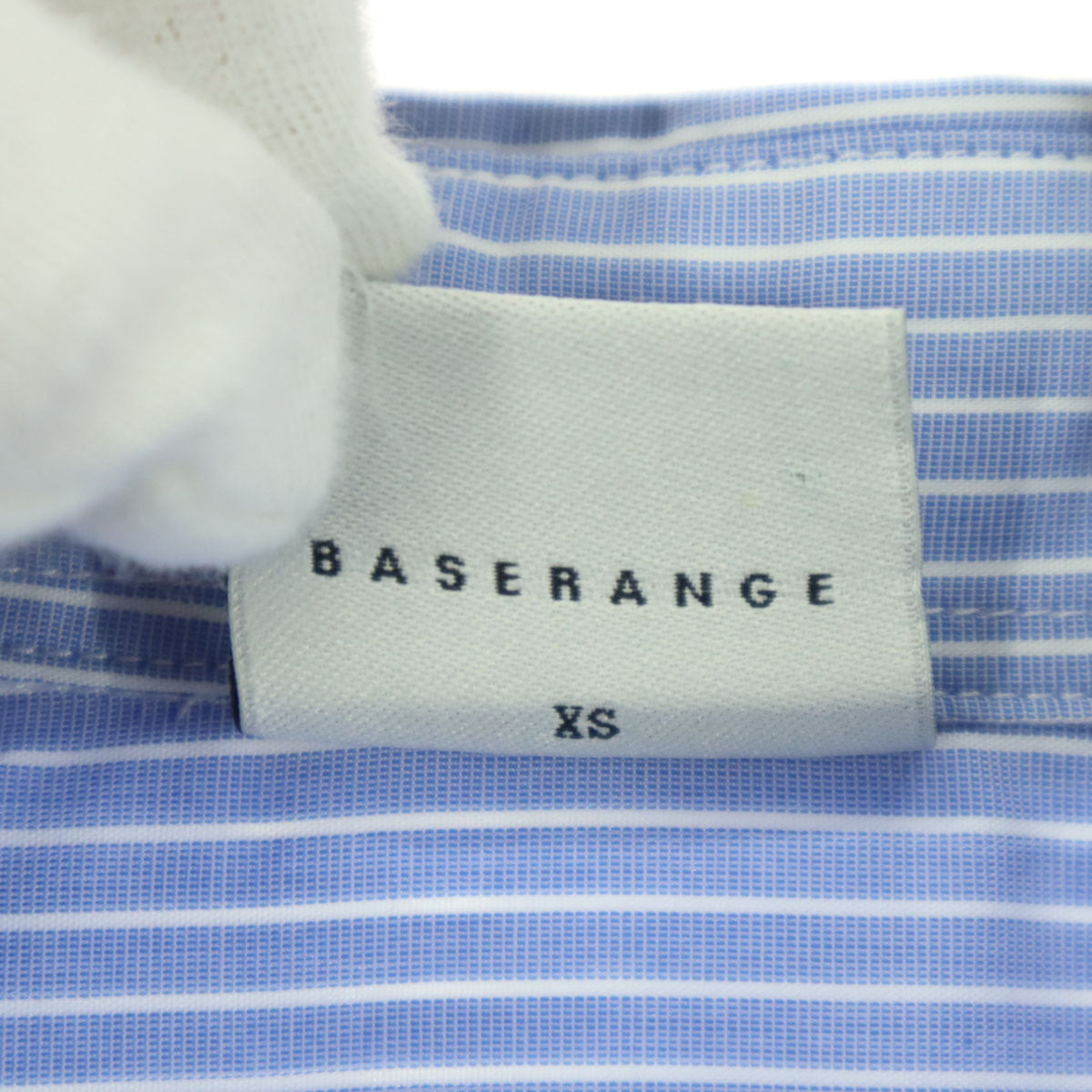 BASERANGE ベースレンジ ストライプ柄 バイカラー 長袖 ロング シャツワンピース XS ブルー系 レディース