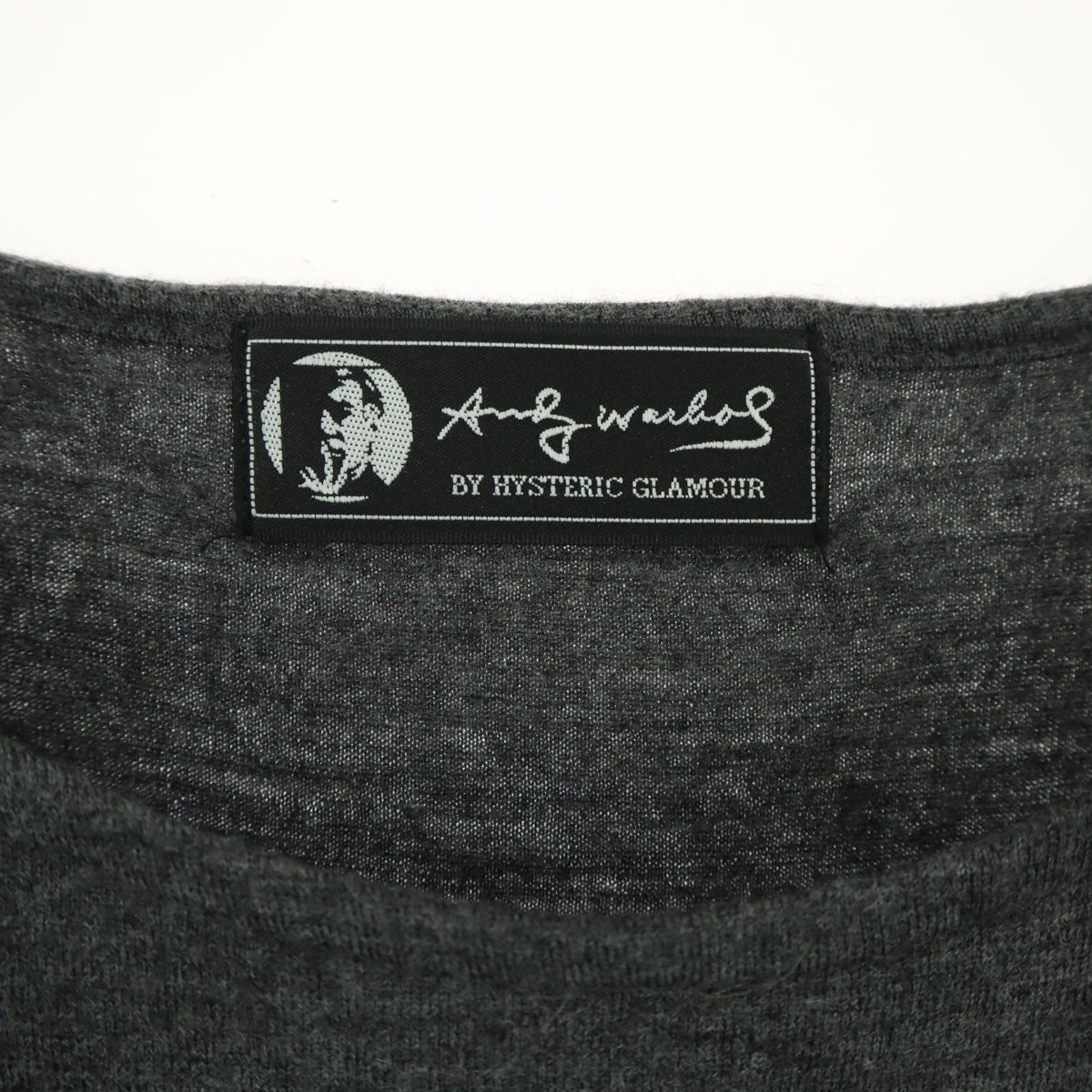 ANDY WARHOL BY HYSTERIC GLAMOUR アンディウォーホルバイヒステリックグラマー 日本製 プリント柄 7分袖 ボートネック カットソー F チャコール系 レディース