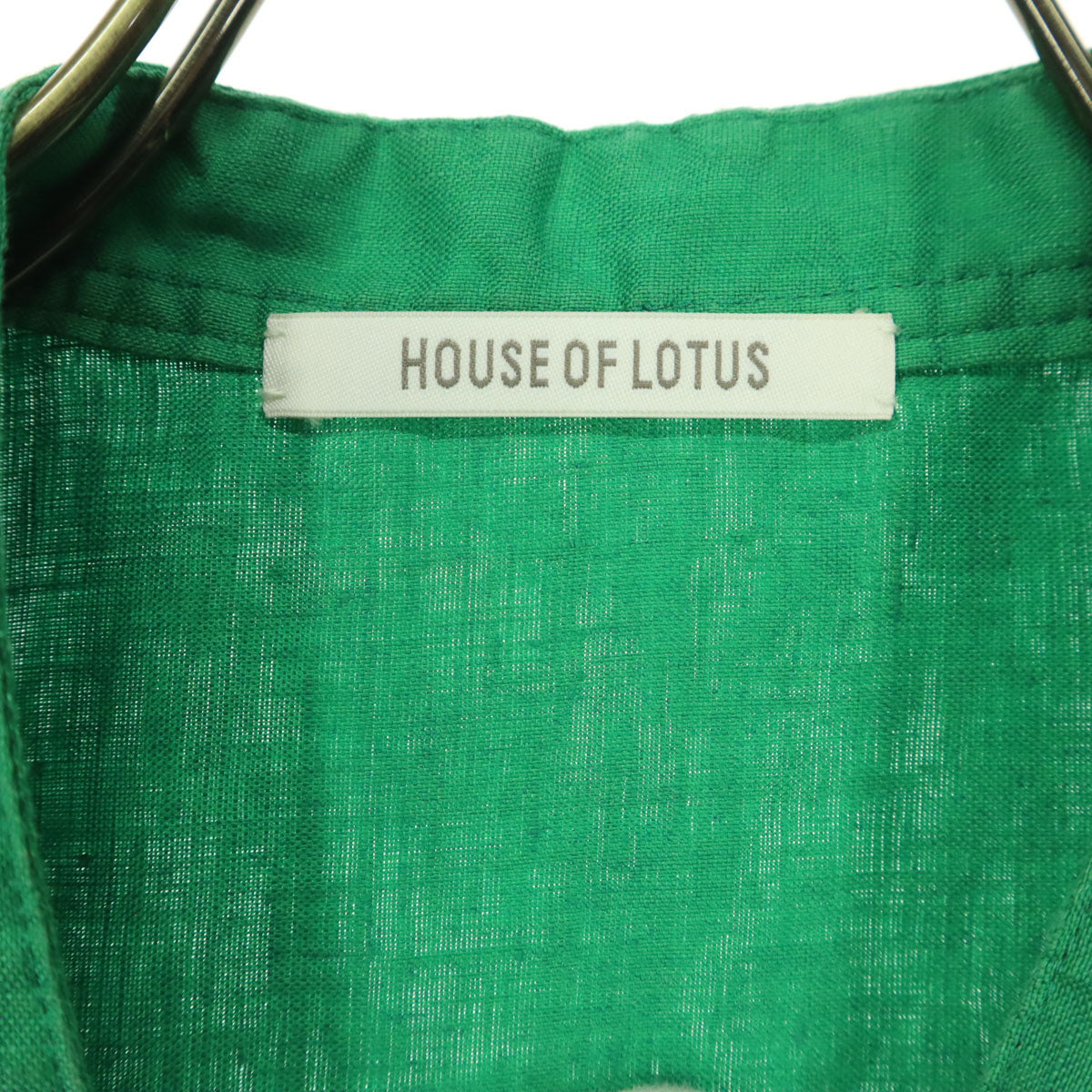 HOUSE OF LOTUS ハウスオブロータス 日本製 リネン 長袖 ロング シャツワンピース M グリーン レディース