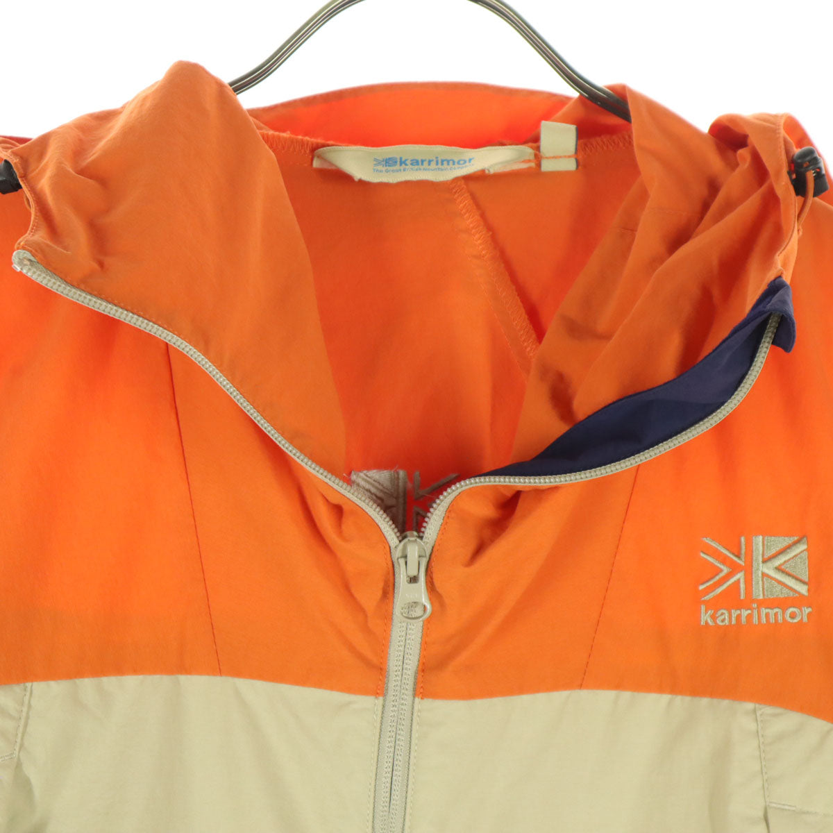 Karrimor カリマー バイカラー 長袖 ナイロンジャケット M オレンジ系 フーディー ベージュ メンズ
