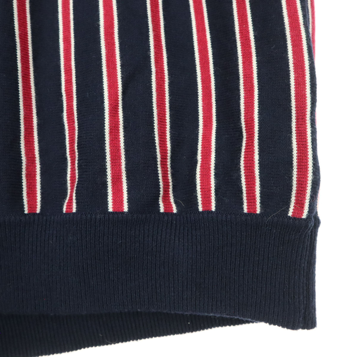 TOMMY HILFIGER トミーヒルフィガー ストライプ柄 ノースリーブ ショールカラー ニットベスト L ネイビー メンズ
