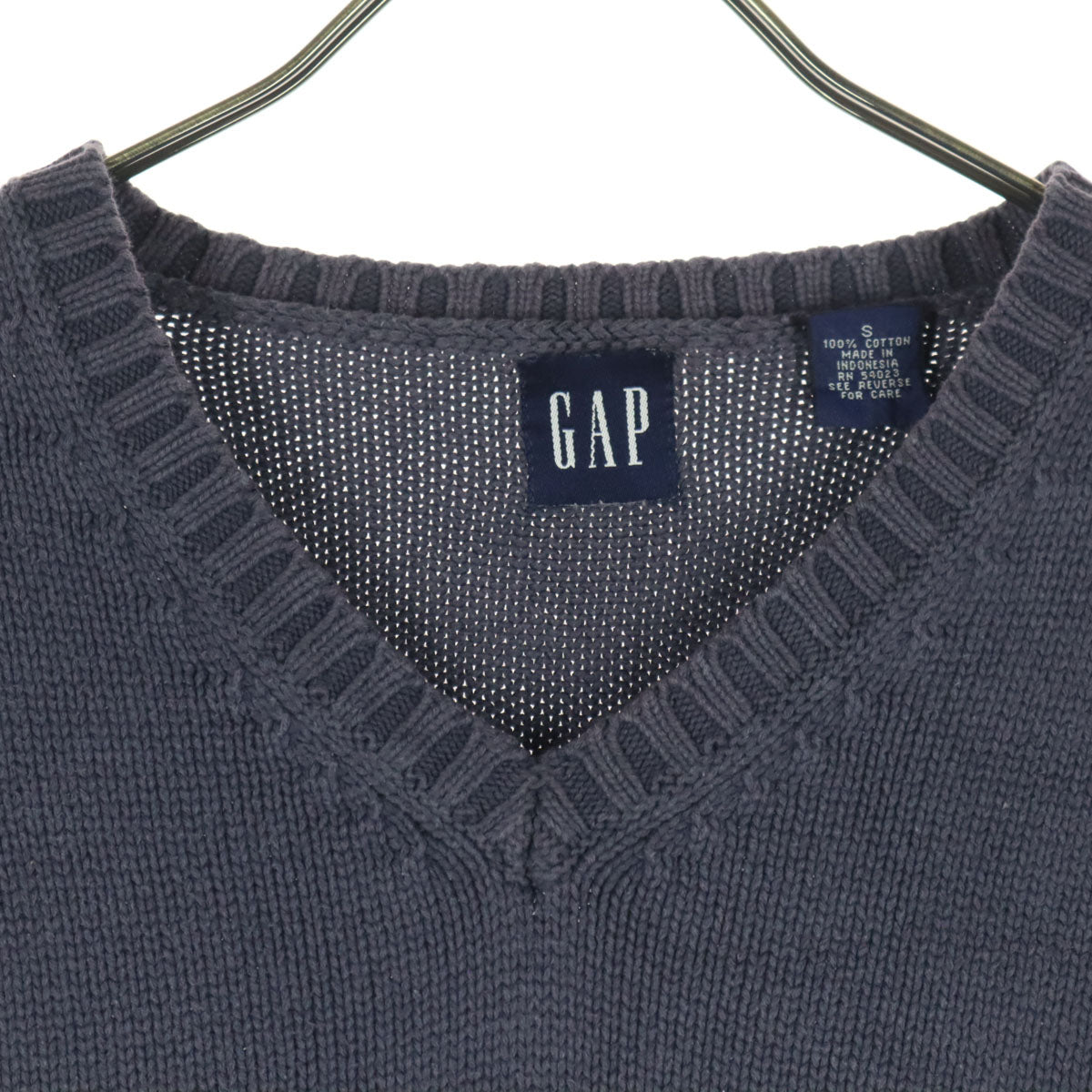 GAP ギャップ 90s オールド ノースリーブ Vネック コットン ニットベスト S グレー メンズ