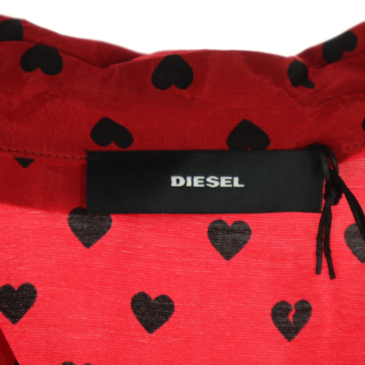 未使用 DIESEL ディーゼル ドット柄 ハート柄 半袖 ロングワンピース XS ブラック レディース