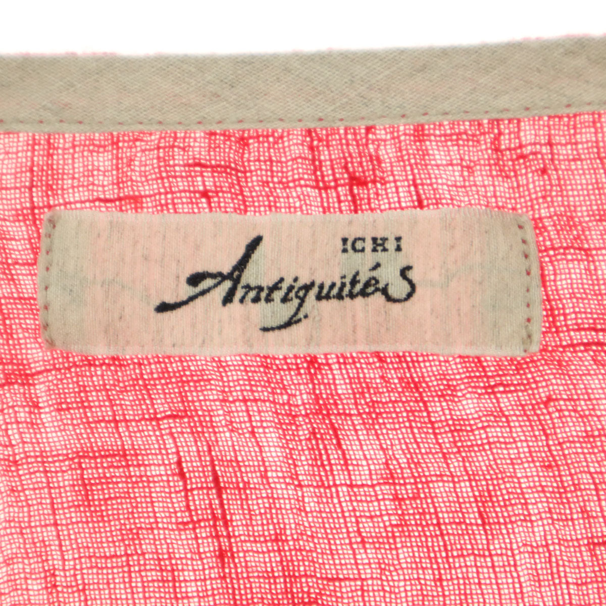 美品 ICHI Antiquites イチアンティークス 日本製 長袖 リネンシャツ レッド レディース