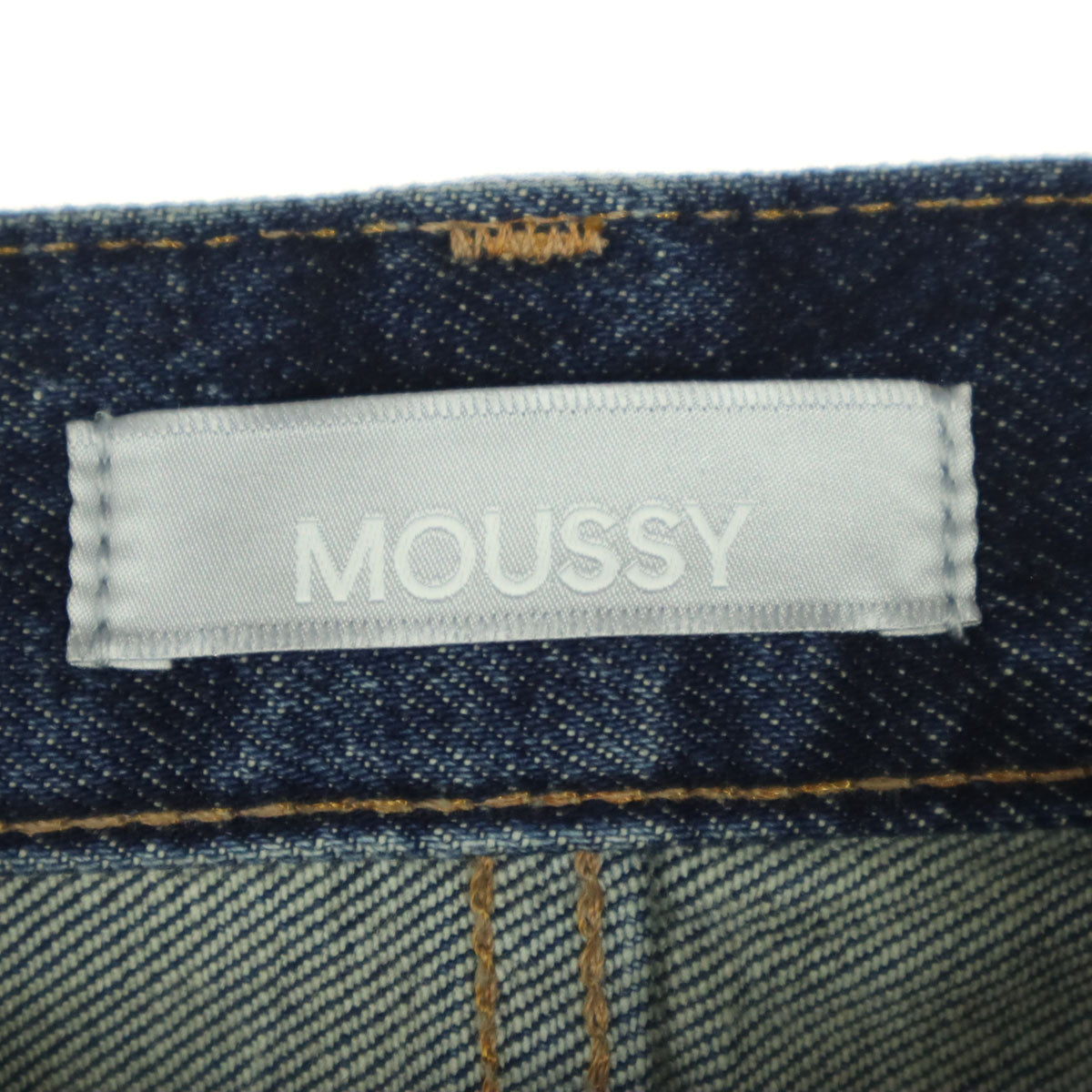 美品 MOUSSY マウジー 26SS 日本製 ダメージ加工 フレアデニムパンツ 26 インディゴ レディース