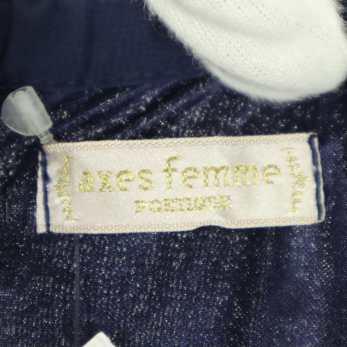 未使用 axes femme アクシーズファム THE LITTLE MERMAID コラボ マリン刺繍 ノースリーブ キャミソール ロングワンピース M ネイビー フリル リトルマーメイドコラボ レディース
