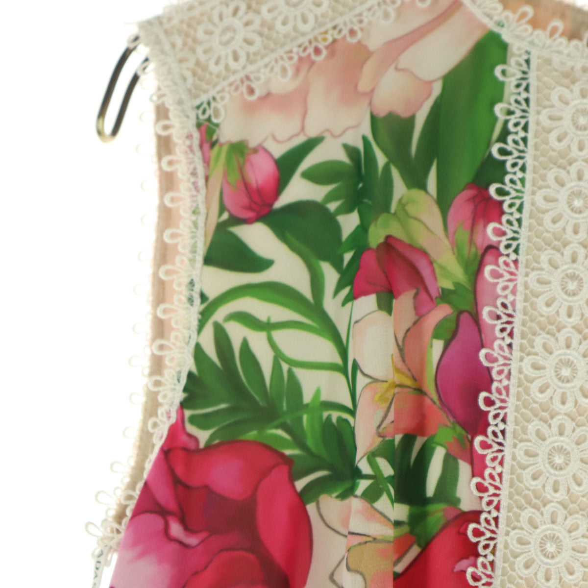 TADASHI SHOJI タダシショージ 花柄 レース ノースリーブ ロングワンピース 0 ベージュ系 レディース