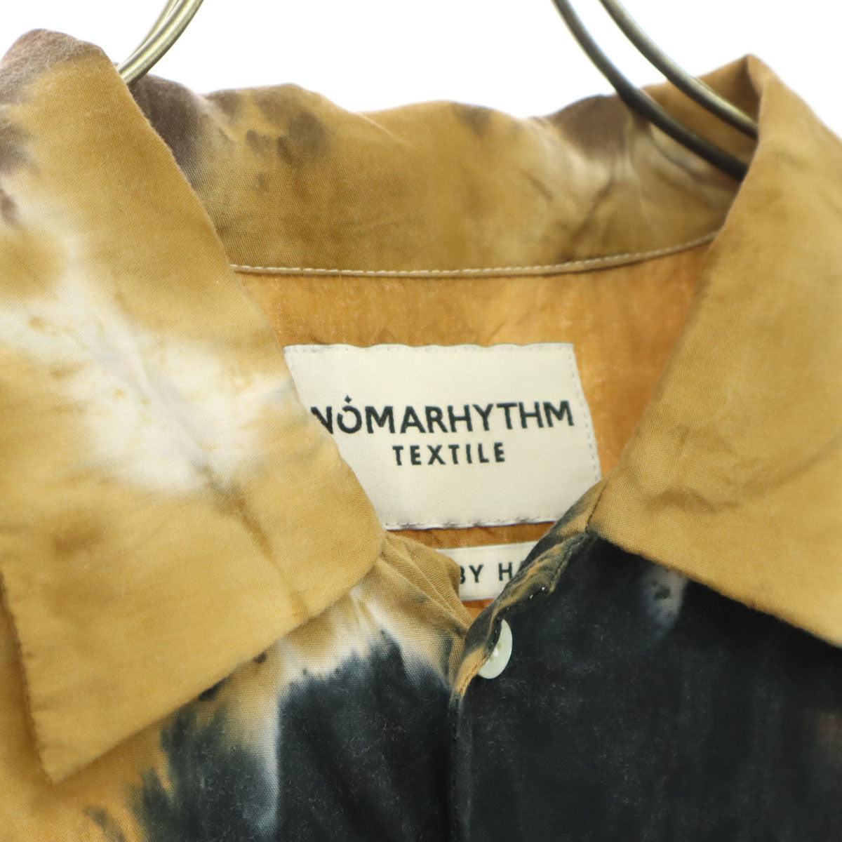 未使用 NOMARHYTHM TEXTILE ノーマリズム　テキスタイル 日本製 ダイダイ染め 半袖 オープンカラー シャツ M ブラウン メンズ