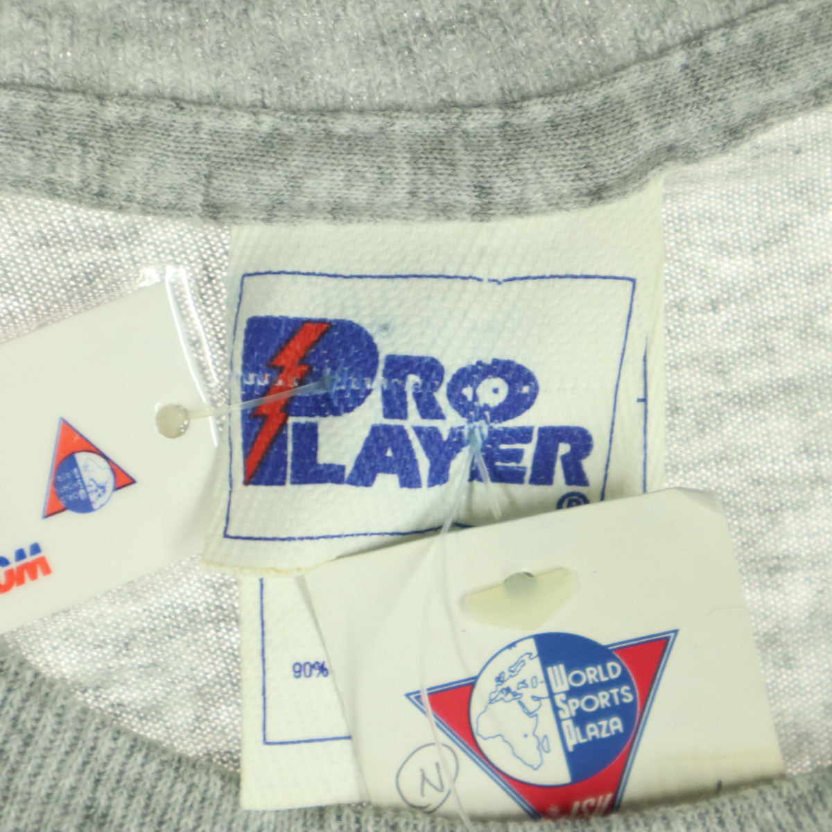 PRO STAGE ワールドスポーツプラザ プロステージ 90s USA製 オールド バスケプリント 半袖 アレン・アイバーソン Tシャツ L ライトグレー デッドストック シングルステッチ メンズ
