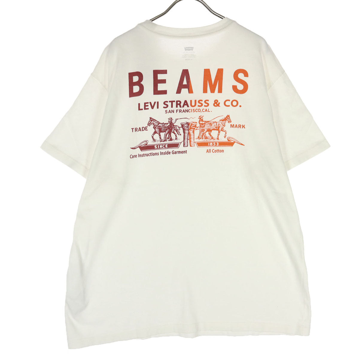 未使用 Levi's リーバイス BEAMS ビームス コラボ ロゴプリント 半袖 Tシャツ XL アイボリー メンズ