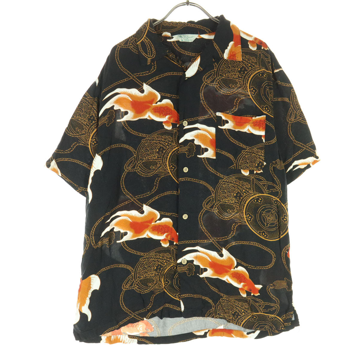 Styled by Originals スタイルドバイオリジナルズ 金魚柄 半袖 アロハシャツ XL ブラック系 メンズ