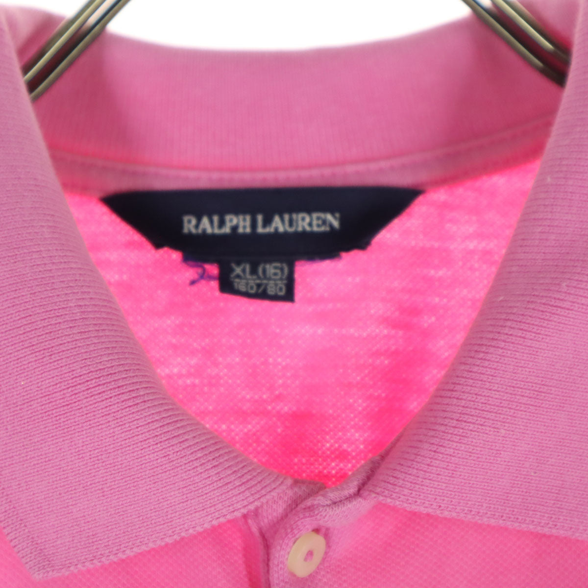 RALPH LAUREN ラルフローレン ビッグポニー ビーズ刺繍 半袖 ポロシャツ 160 ピンク キッズ