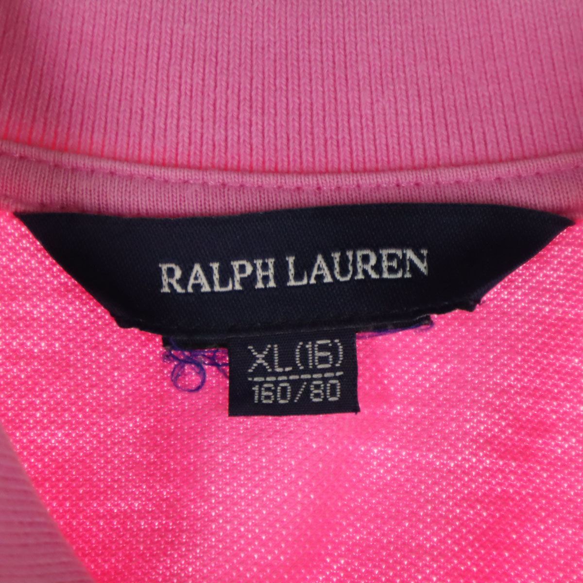 RALPH LAUREN ラルフローレン ビッグポニー ビーズ刺繍 半袖 ポロシャツ 160 ピンク キッズ