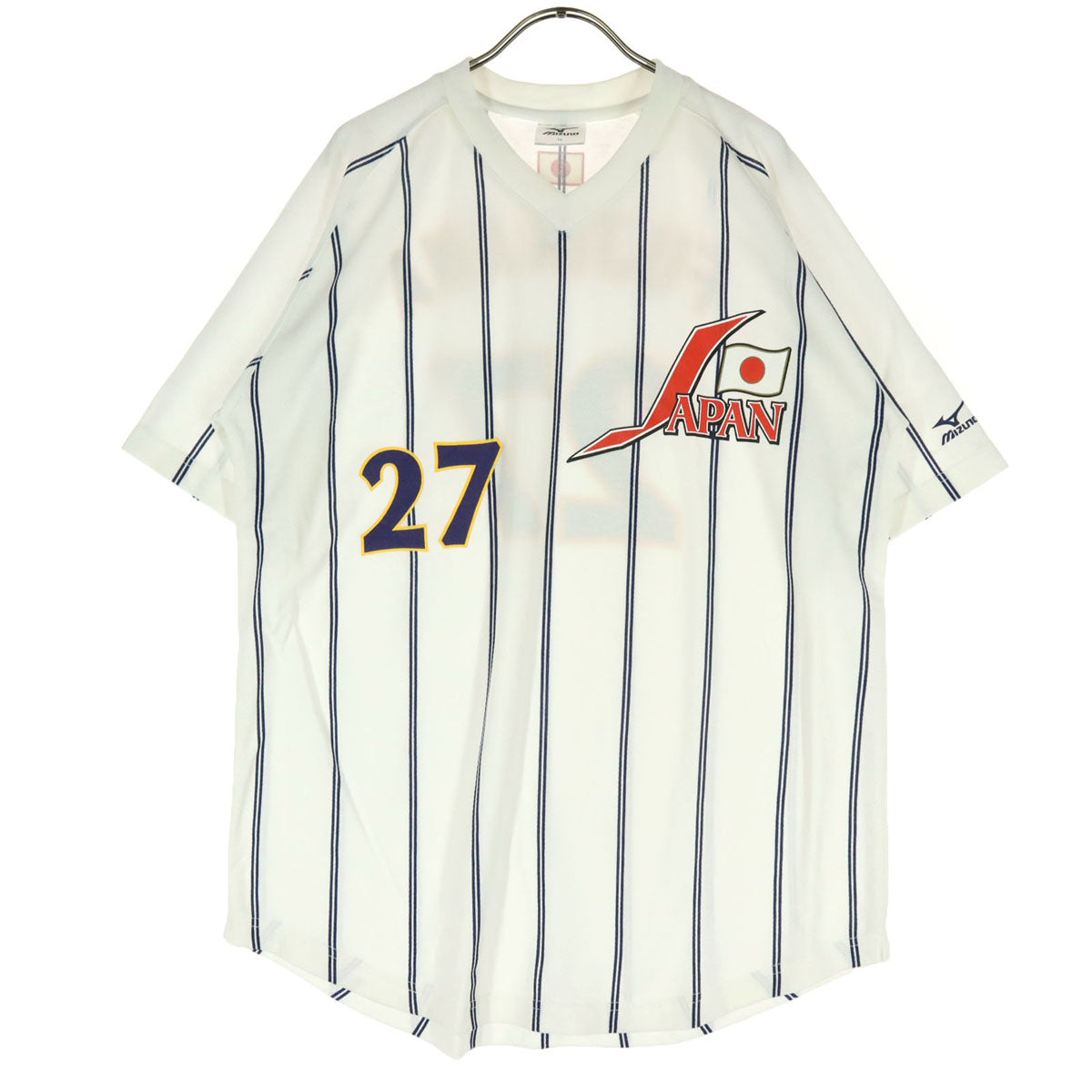 Mizuno ミズノ 侍ジャパン 藤川 北京オリンピック ストライプ柄 野球 半袖 ユニフォーム LL ホワイト系 メンズ