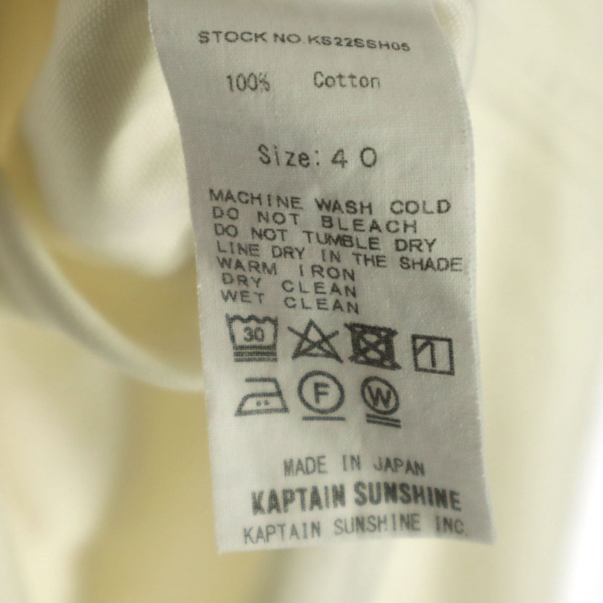 KAPTAIN SUNSHINE キャプテンサンシャイン 日本製 半袖 コットンシャツ 40 ホワイト メンズ