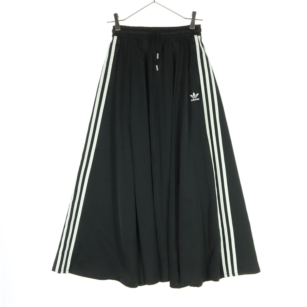 adidas originals アディダス オリジナルス トレフォイルロゴ ロング丈 プリーツスカート S ブラック レディース