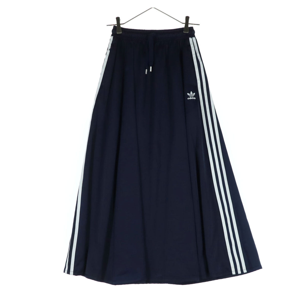 adidas originals アディダス オリジナルス ワンポイントロゴ ロング丈 フレアスカート S ネイビー トレフォイルロゴ レディース