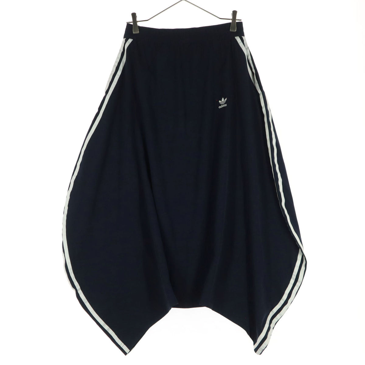 adidas アディダス ワンポイントロゴ ミモレ丈 フレアスカート S ダークネイビー系 トレフォイルロゴ レディース