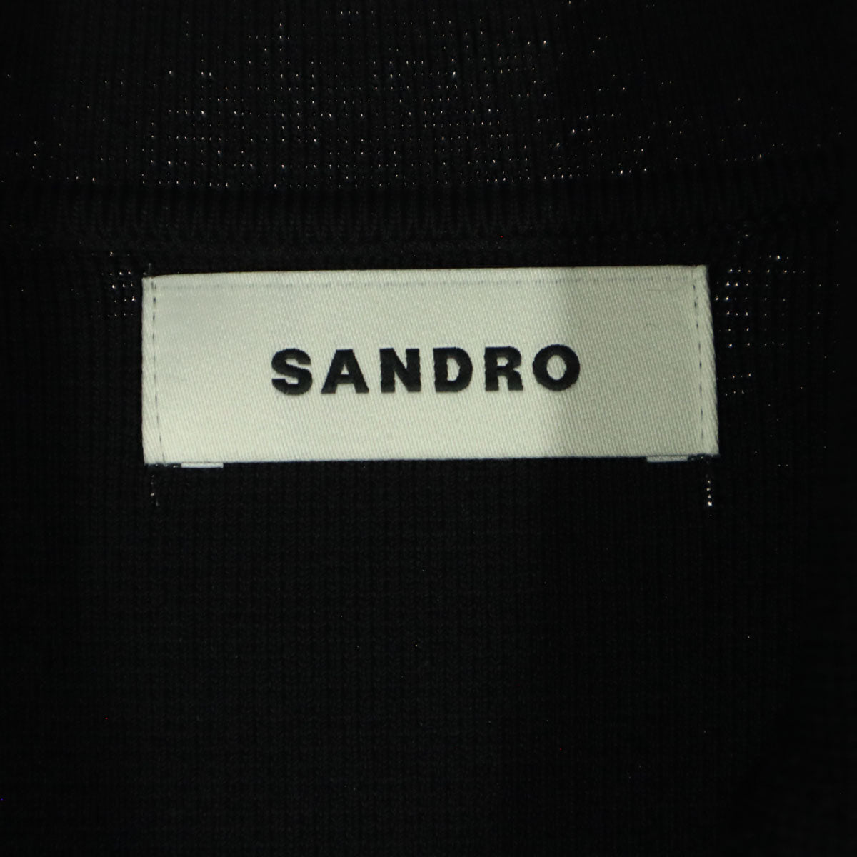 SANDRO サンドロ 半袖 ジャージ素材 膝丈ワンピース 2 ブラック ダブルボタン オープンカラー レディース