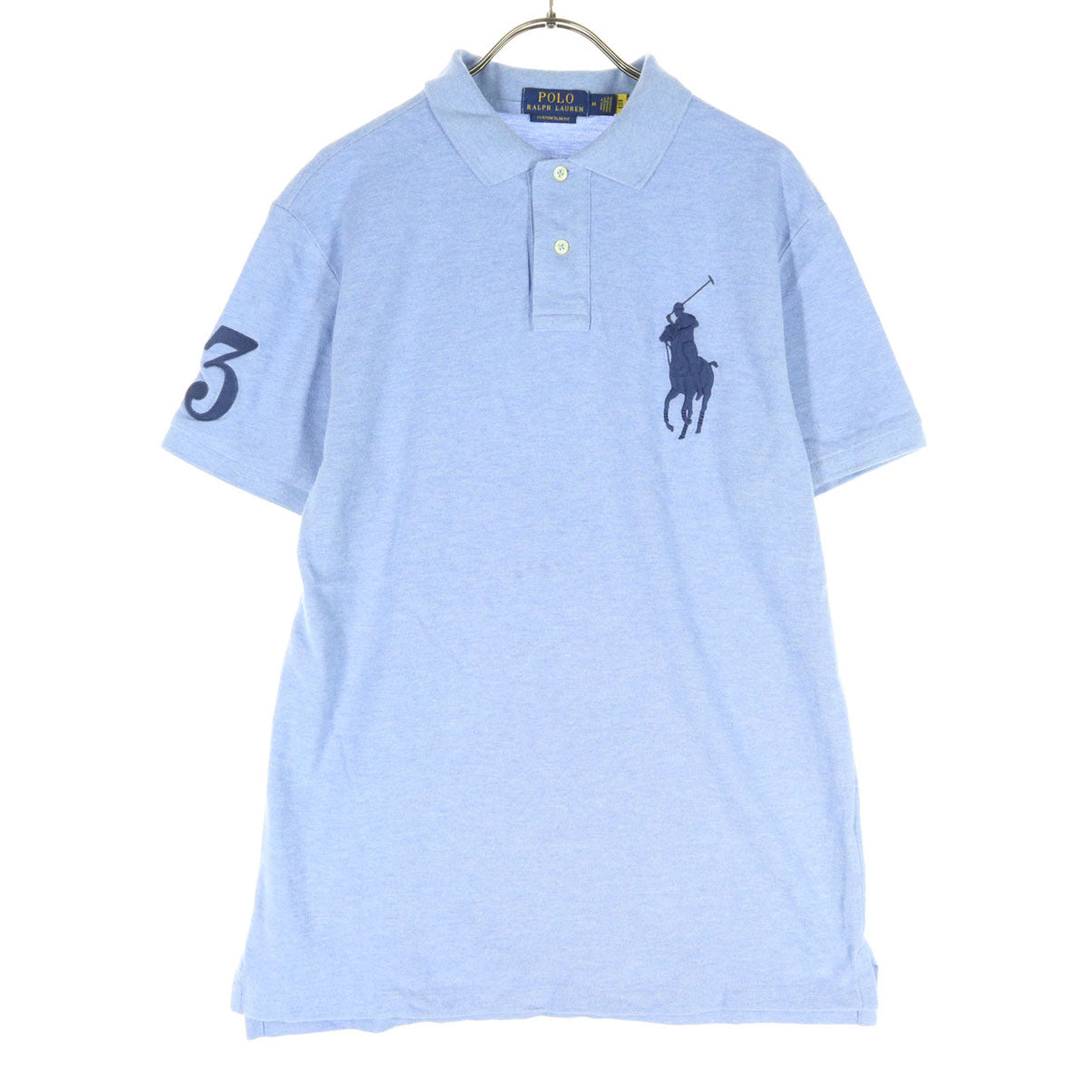 美品 POLO RALPH LAUREN ポロラルフローレン 半袖 ポロシャツ M ブルー メンズ