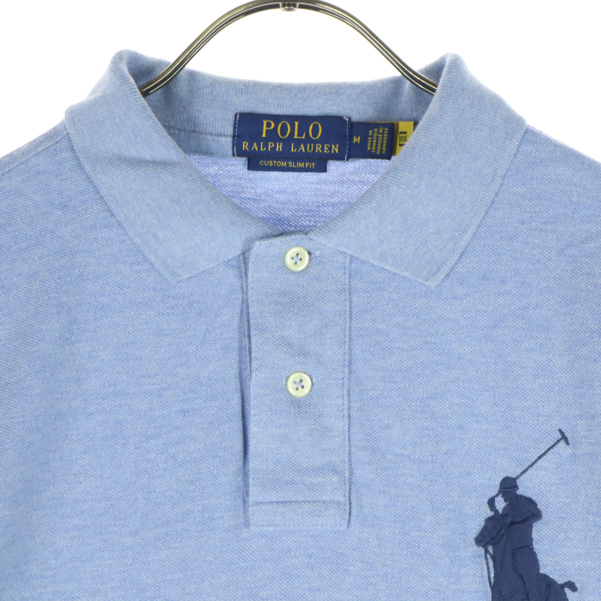 美品 POLO RALPH LAUREN ポロラルフローレン 半袖 ポロシャツ M ブルー メンズ