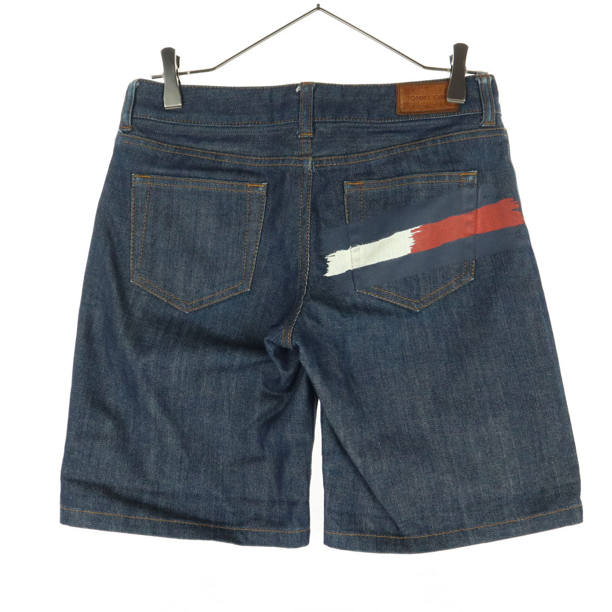 美品 TOMMY JEANS トミージーンズ ロゴペイント デニムショートパンツ S インディゴ レディース