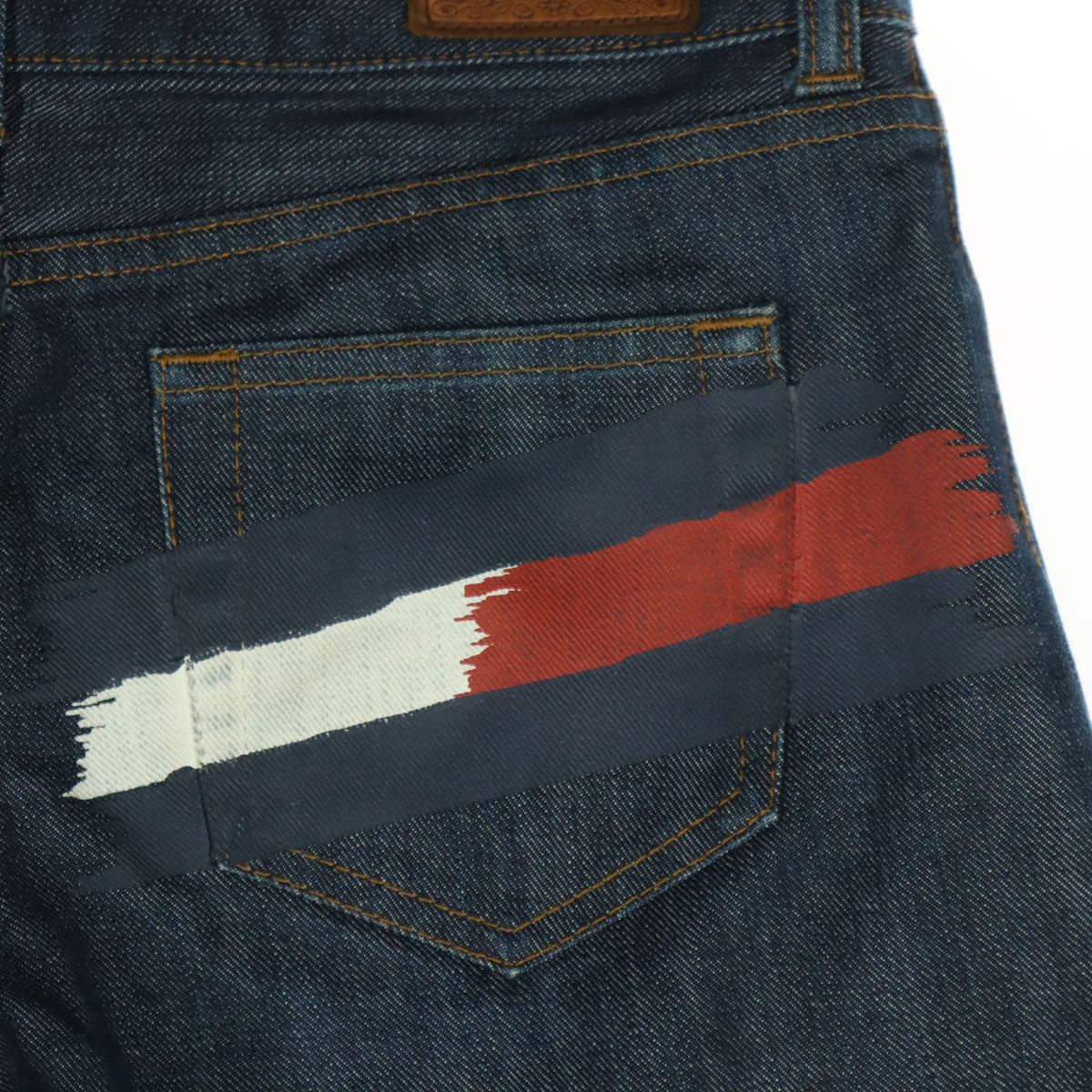 美品 TOMMY JEANS トミージーンズ ロゴペイント デニムショートパンツ S インディゴ レディース