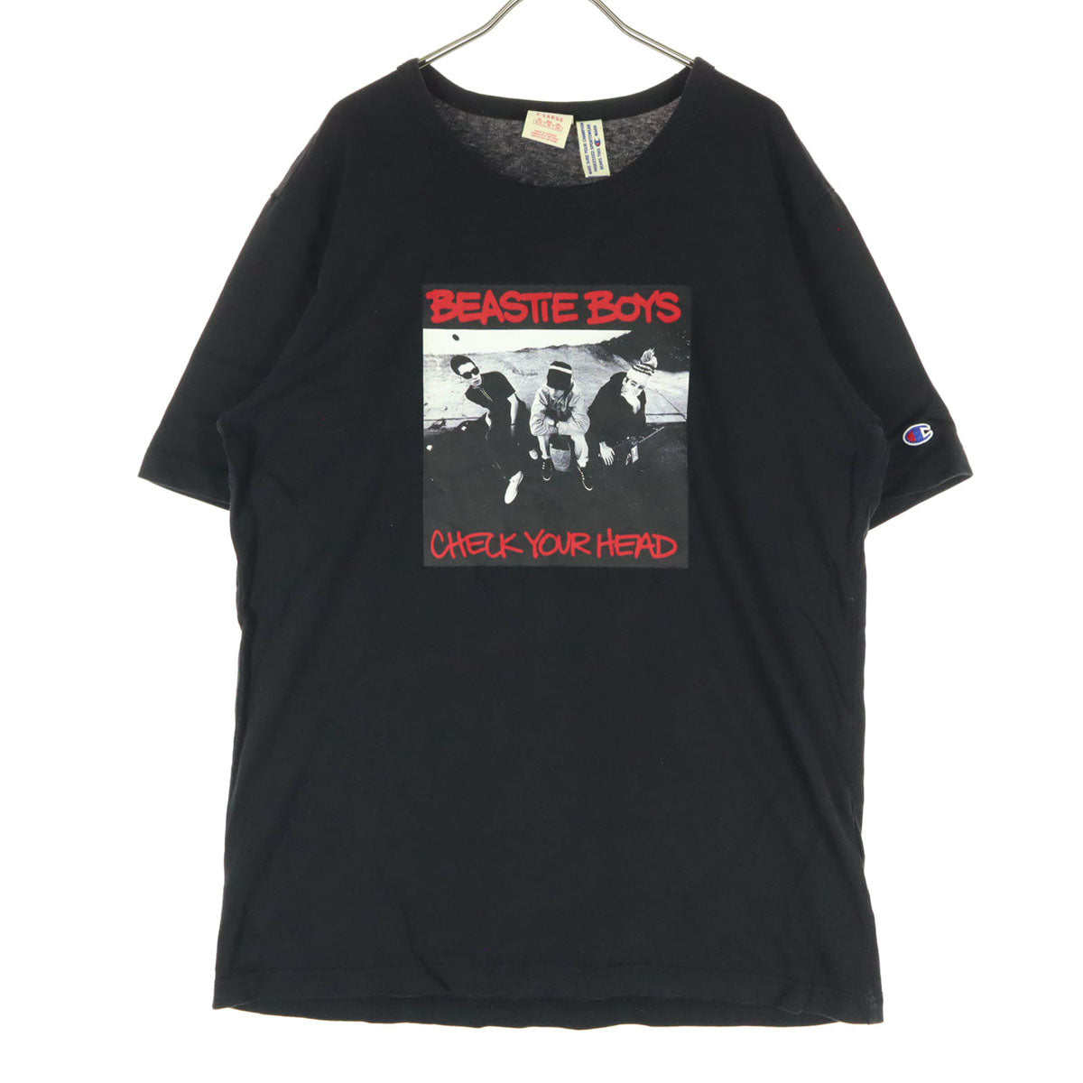 美品 Champion チャンピオン プリント柄 半袖 Tシャツ XL ブラック メンズ