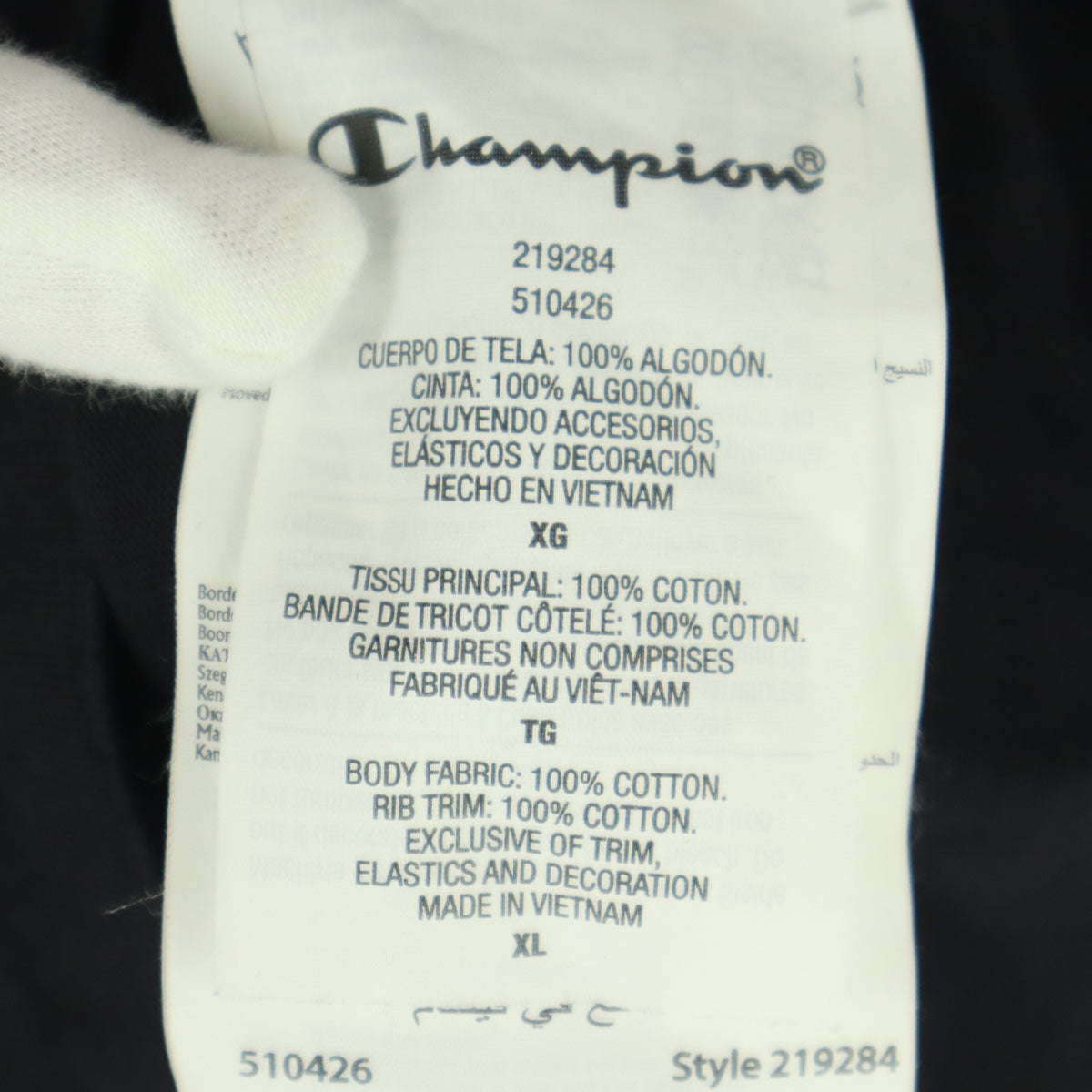 美品 Champion チャンピオン プリント柄 半袖 Tシャツ XL ブラック メンズ