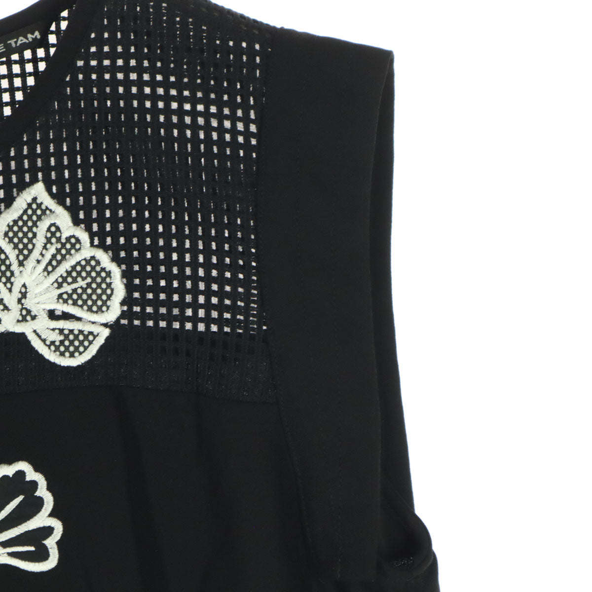 美品 VIVIENNE TAM ヴィヴィアンタム 花刺繍 ノースリーブ ワンピース XL ブラック レディース