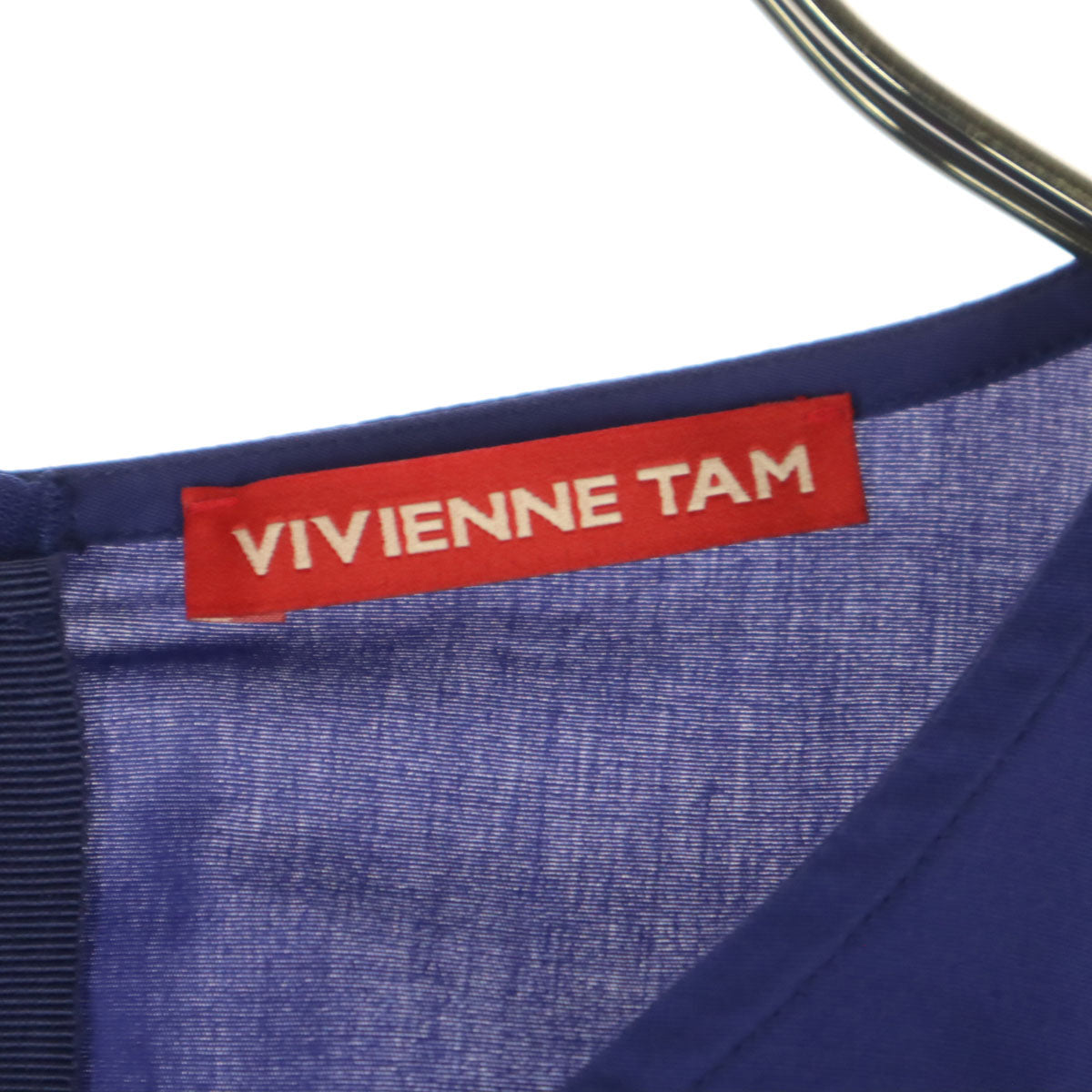 VIVIENNE TAM ヴィヴィアンタム 刺繍 半袖 ロングワンピース 40 ブルー レディース