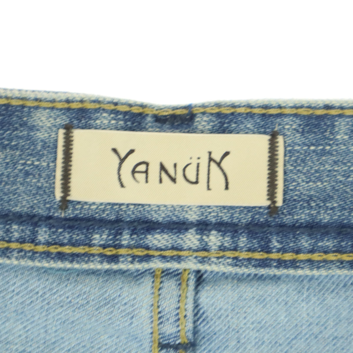 美品 YANUK ヤヌーク 日本製 Lea ボーイズ ストレートデニムパンツ M ブルー系 レディース
