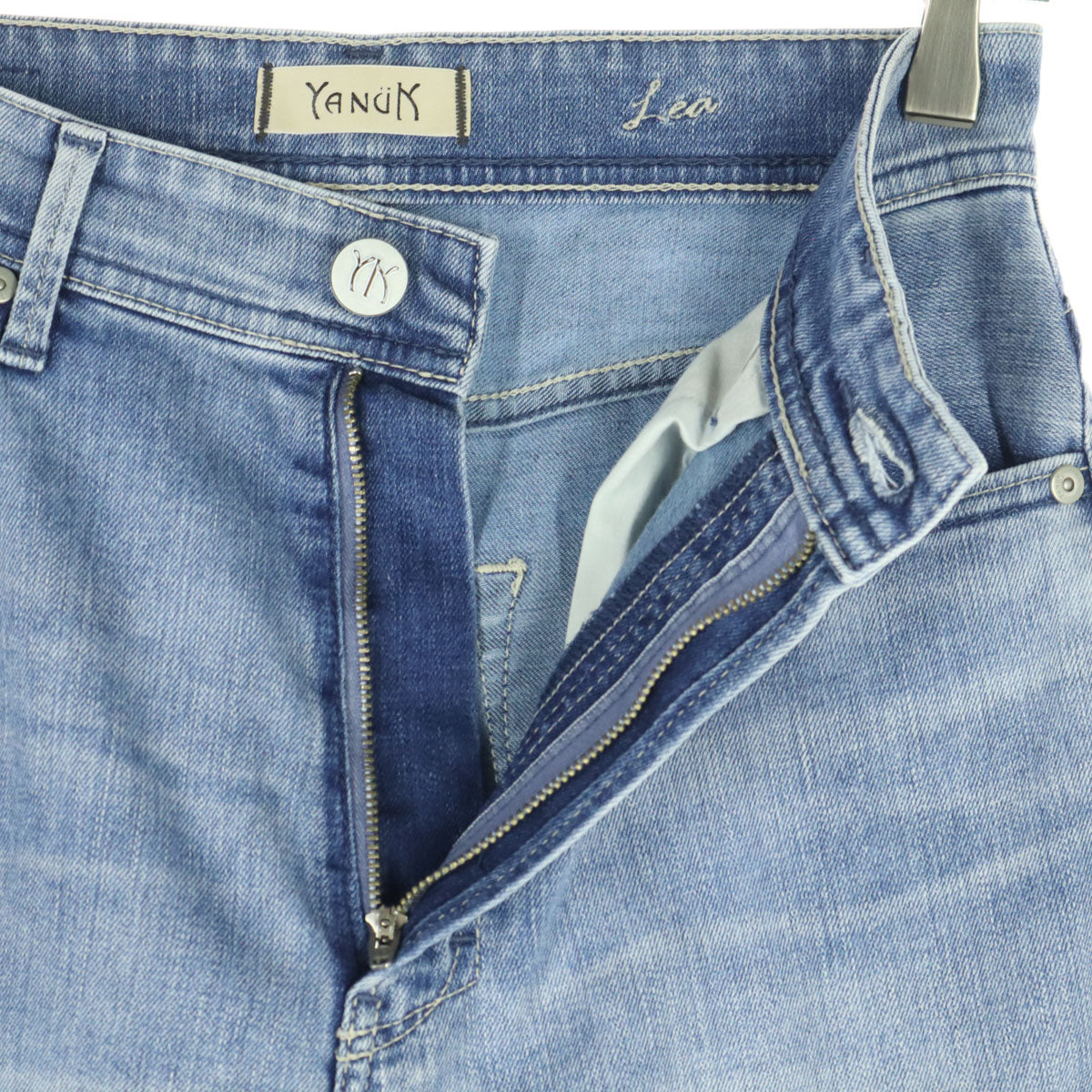 美品 YANUK ヤヌーク 日本製 Really Light ボーイズ ストレートデニムパンツ M ブルー系 レディース
