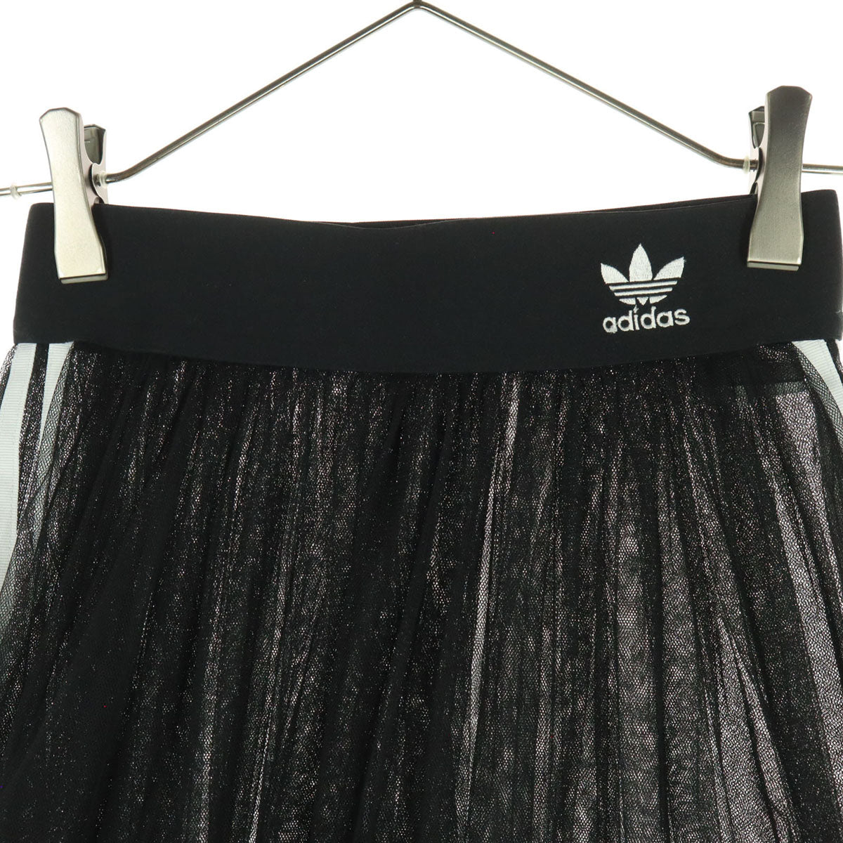 adidas アディダス トレフォイル シアー ロングスカート M ブラック チュール レディース