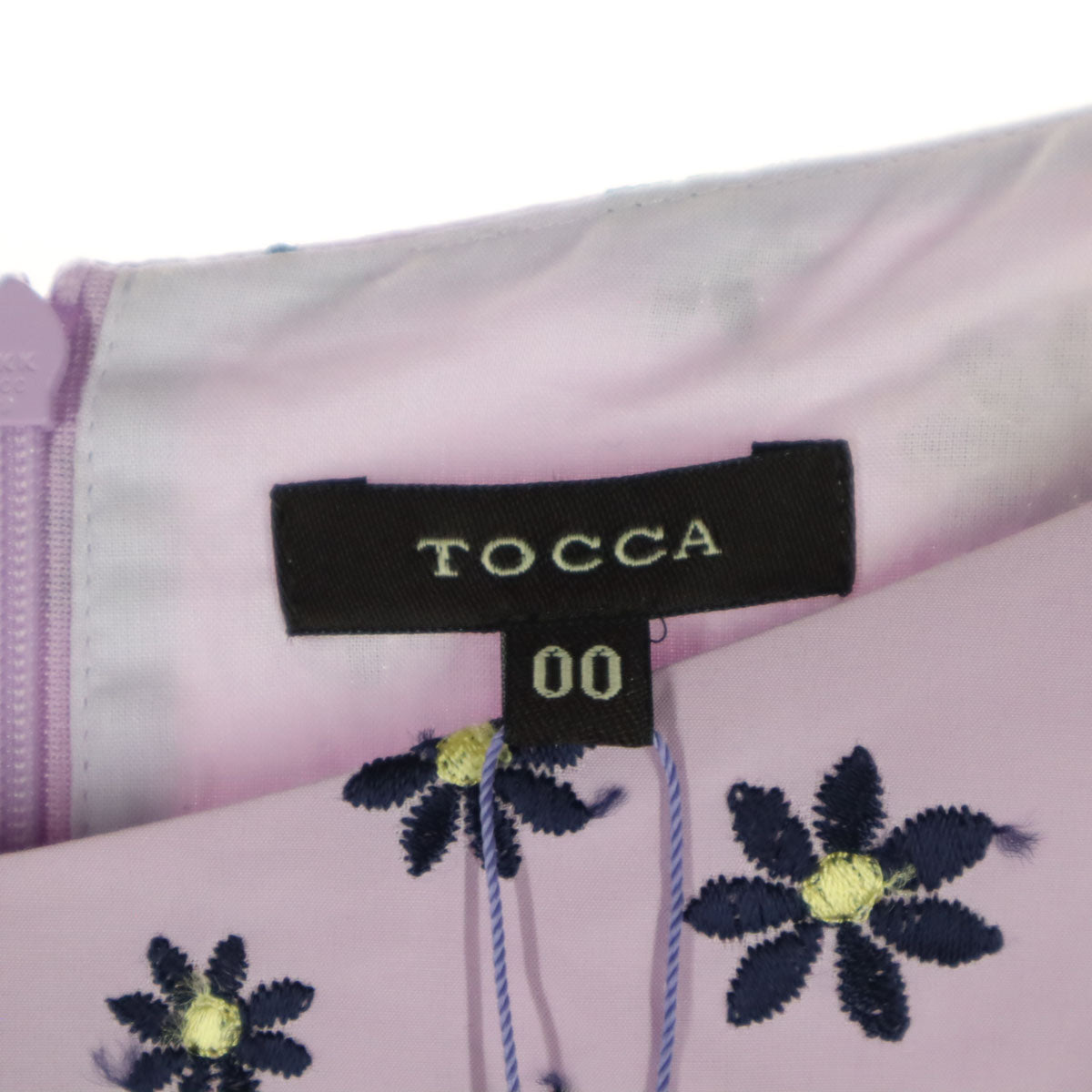TOCCA トッカ 日本製 花柄総刺繍 ノースリーブ デコルテ 膝丈ワンピース 0 ライトパープル レディース