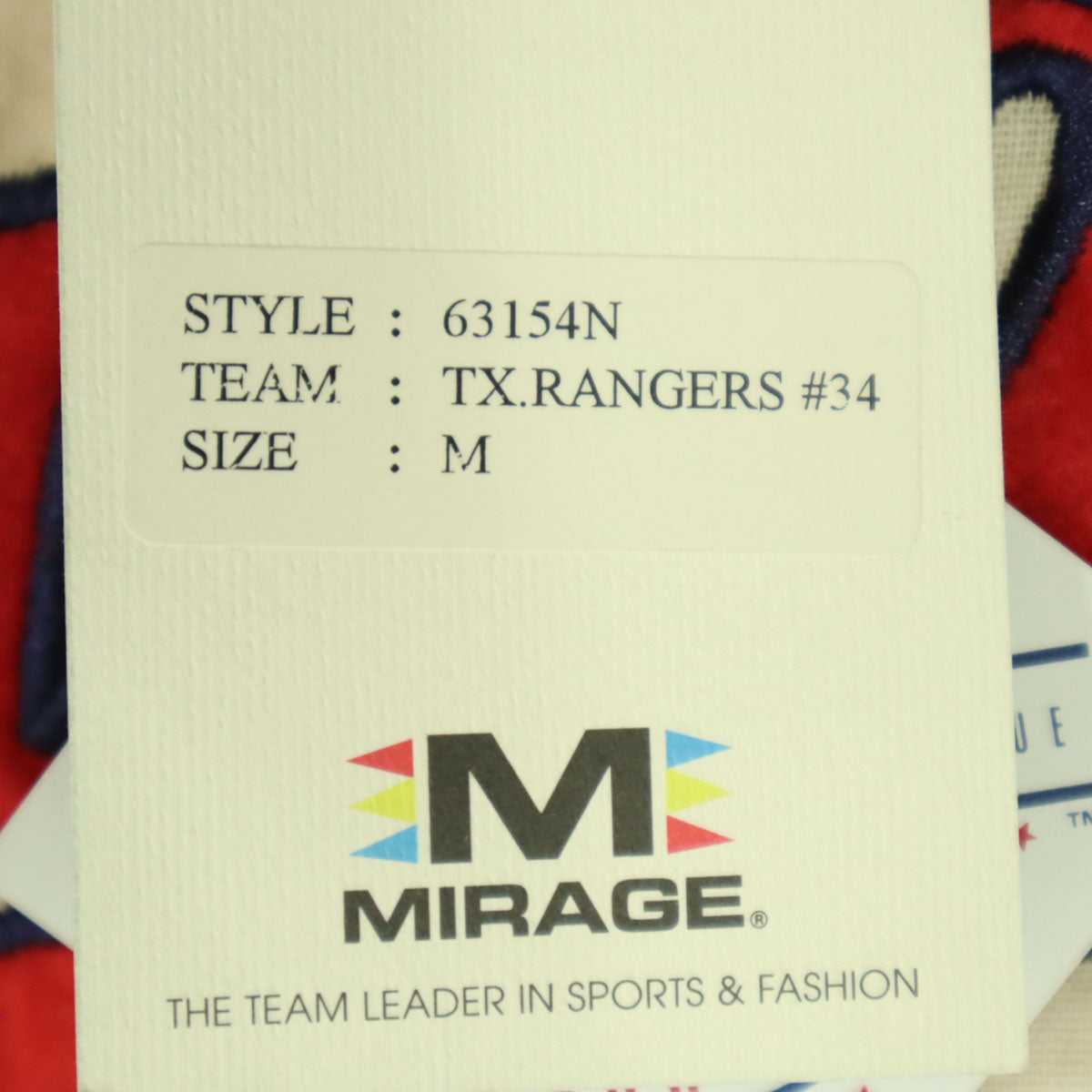 未使用 Cooperstown collection クーパーズタウンコレクション TX.RANGERS34RYAN ストライプ 半袖 応援 ユニフォーム M レッド系 メンズ