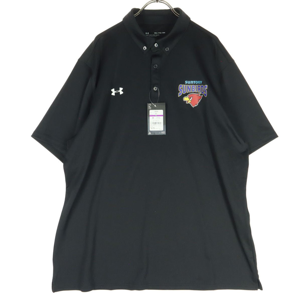 未使用 UNDER ARMOUR アンダーアーマー サントリーサンバーズ大阪 半袖 ボタンダウン ポロシャツ XXL ブラック メンズ