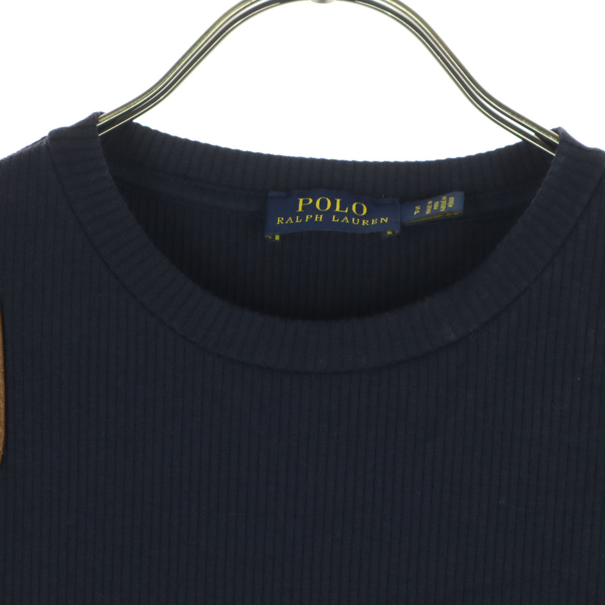 美品 POLO ポロ ノースリーブ ニット ミニワンピース S ネイビー 肩パッチ レディース